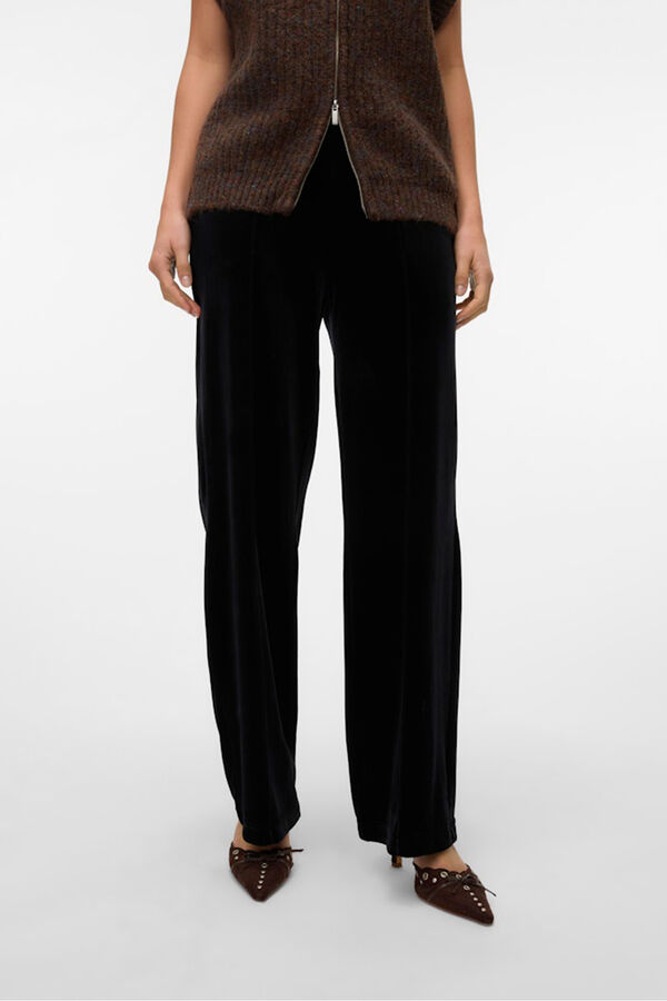 Vero Moda Pantal&oacute;n largo terciopelo Negro