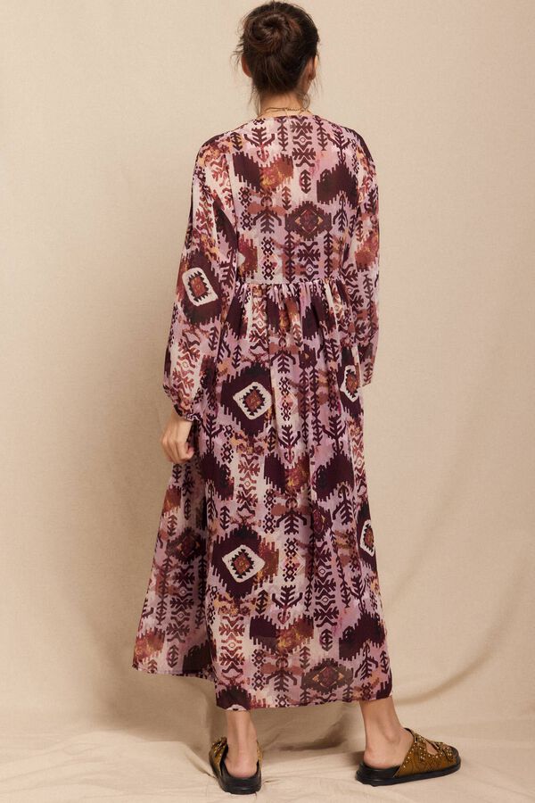 Slowlove Vestido fluido estampado bordado Multicolor
