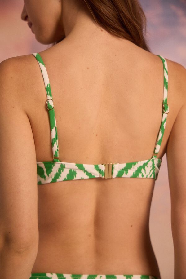 Cortefiel Top bikini escote drapeado Verde