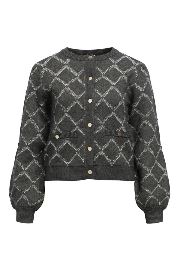 Object Cardigan punto rombos Gris oscuro