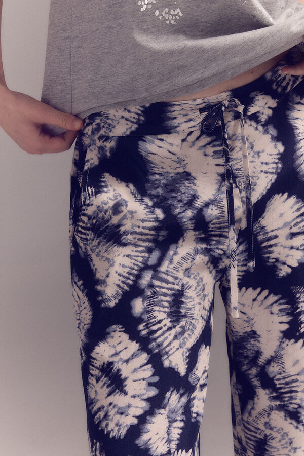 Slowlove Calças fluidas estampadas Azul