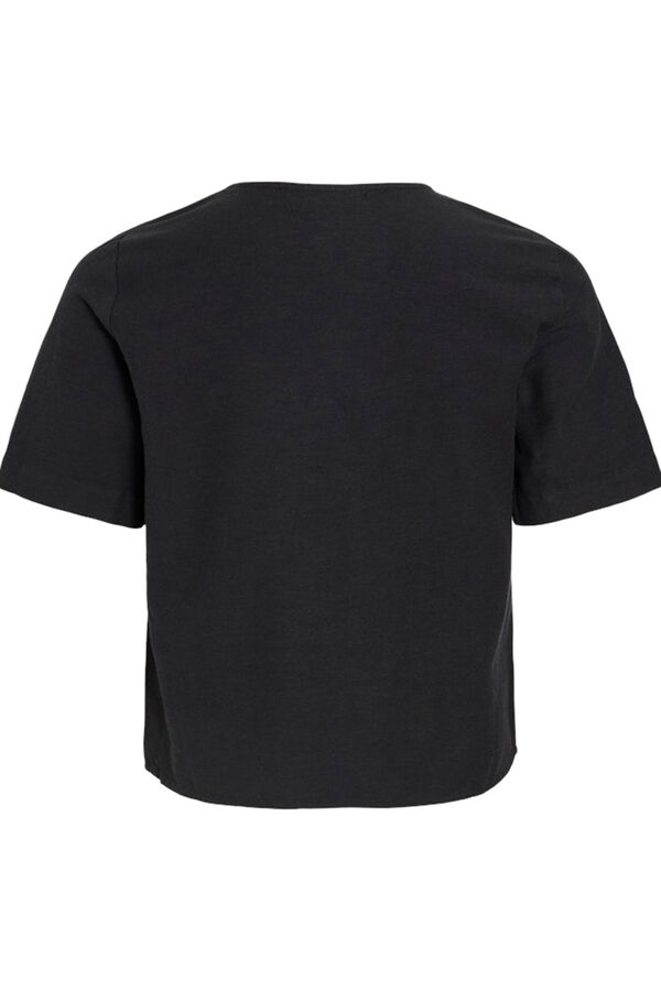 Vila Blusa de manga curta com botões Preto