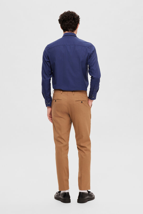 Selected Camisa de algod&oacute;n org&aacute;nico Slim Fit. Azul marino