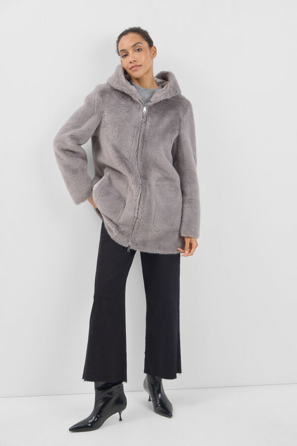 Cortefiel Abrigo efecto doble faz reversible Gris