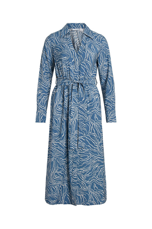 Vila Vestido midi estampado de manga larga Azul