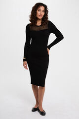 Morgan Vestido largo calado Negro