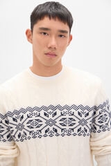 Cortefiel Camisola de natal com torcidos de l&atilde;  Ecru