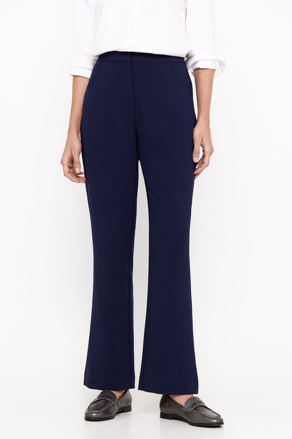 Cortefiel Pantal&oacute;n flare de vestir Azul marino