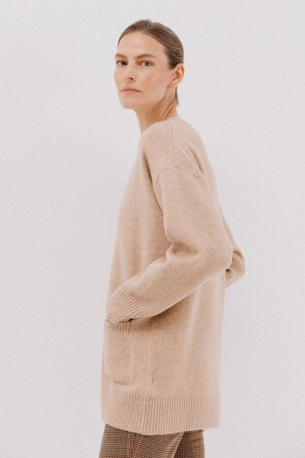 Cortefiel Cardigan longo com bolsos Tostado