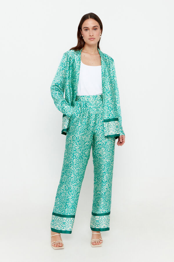 Vero Moda Pantal&oacute;n largo efecto satinado Turquesa