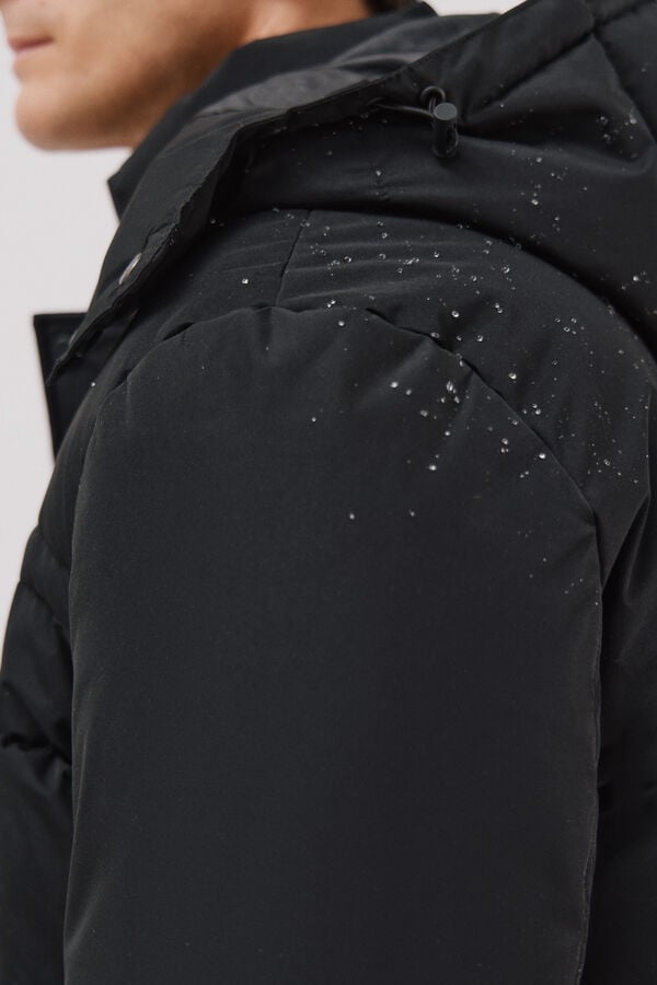 Cortefiel Parka acolchoada Preto