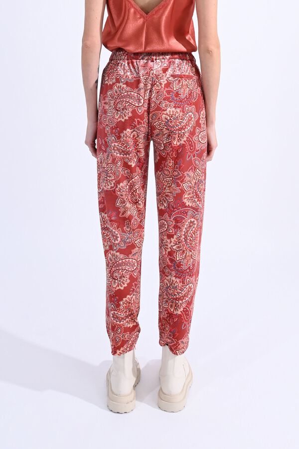 Molly Bracken Calças pelo tornozelo de veludo com estampado Vermelho