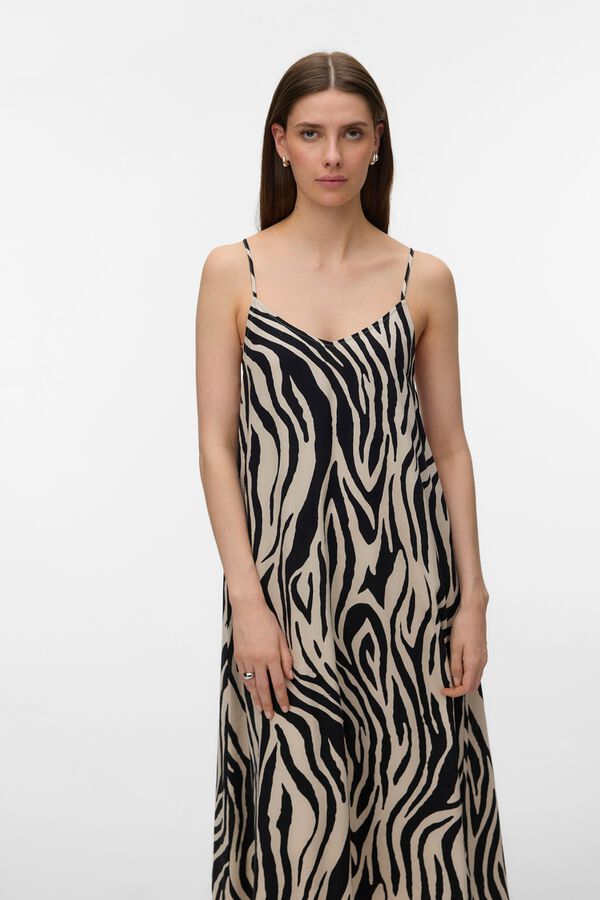 Vero Moda Vestido comprido em linho Tostado