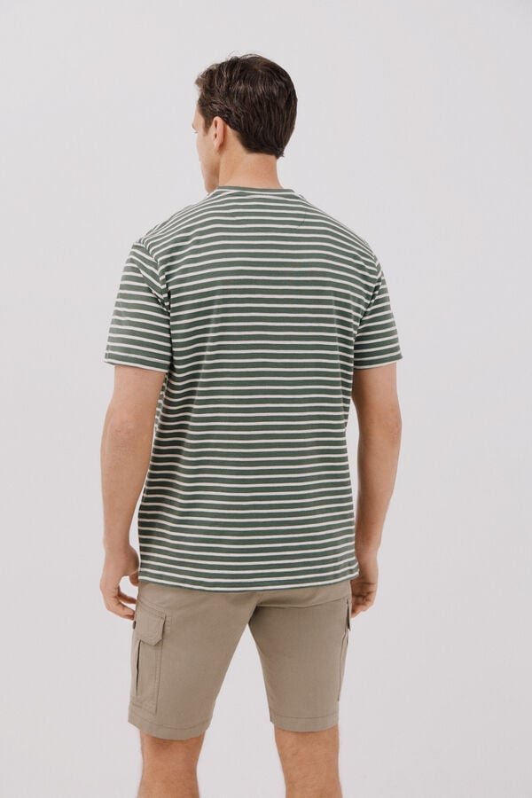 Cortefiel Camiseta rayas slub Verde