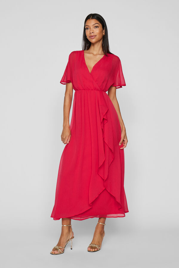 Vila Chiffon midi dress Vermelho