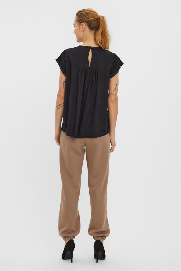 Vero Moda Blusa fluida de cuello redondo Preto