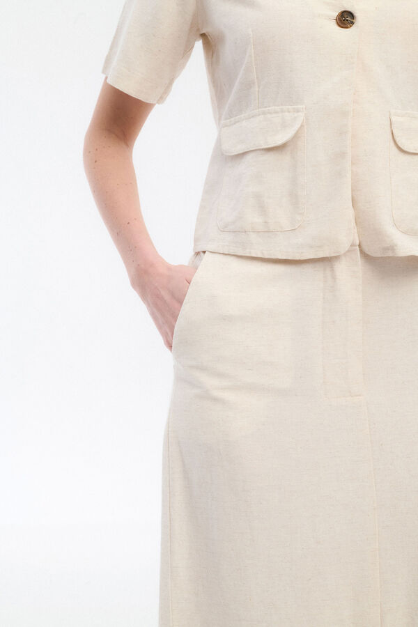 Vila Falda midi cintura alta Marrón