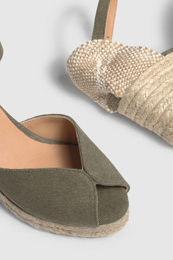Castañer Sandalia con cuña Bianca lona Kaki