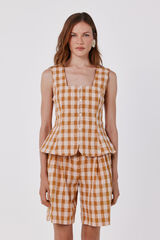 Cortefiel Camisa xadrez Vichy Amarelo