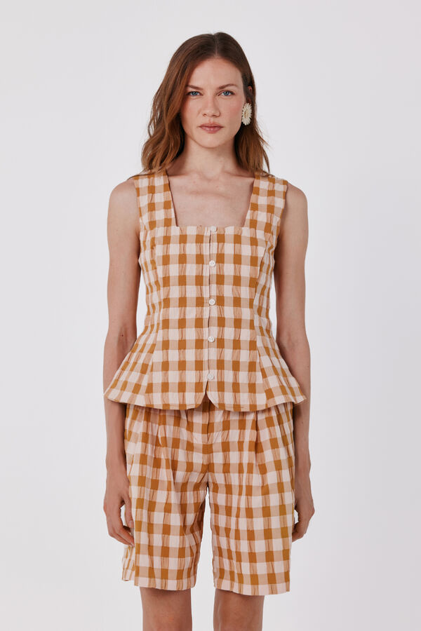 Cortefiel Camisa xadrez Vichy Amarelo