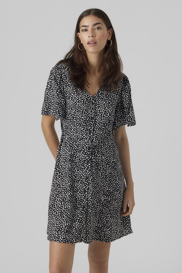 Vero Moda Vestido corto con botones Negro