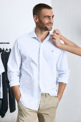 OOTO Camisa cuadro microventana manga larga Azul