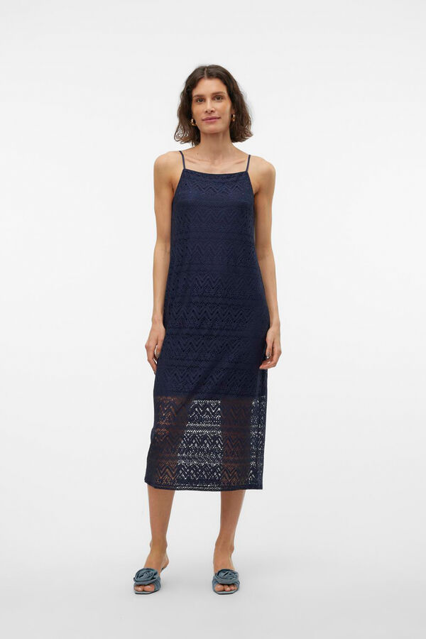 Vero Moda Vestido midi de tirantes Azul marino