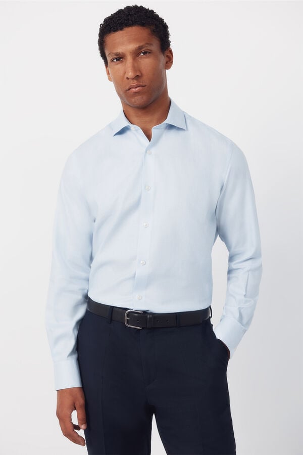 Cortefiel Camisa vestir otom&aacute;n slim fit f&aacute;cil plancha Azul