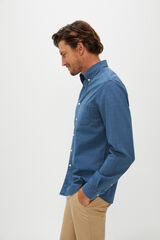 Cortefiel Camisa cuadros denim algodón orgánico Azul