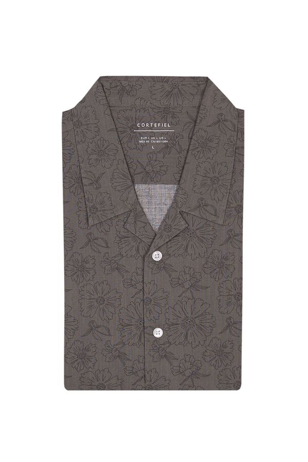 Cortefiel Camisa estampada tejido flam&eacute; Verde