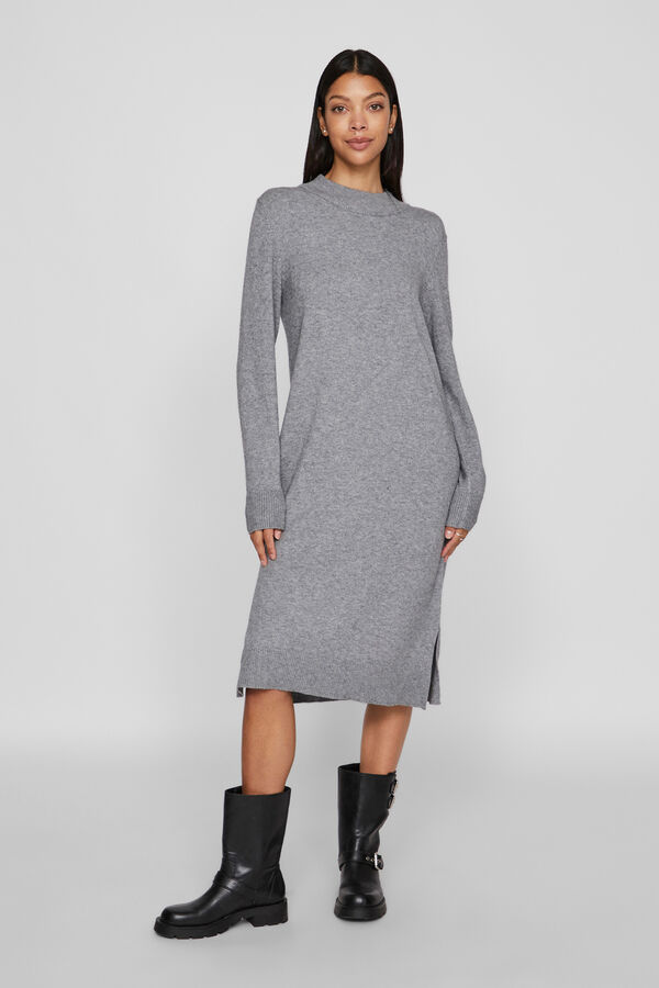 Vila Vestido de punto con viscosa Gris