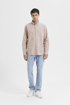 Cortefiel Camisa de manga comprida com bolso 100% algodão Cinzento