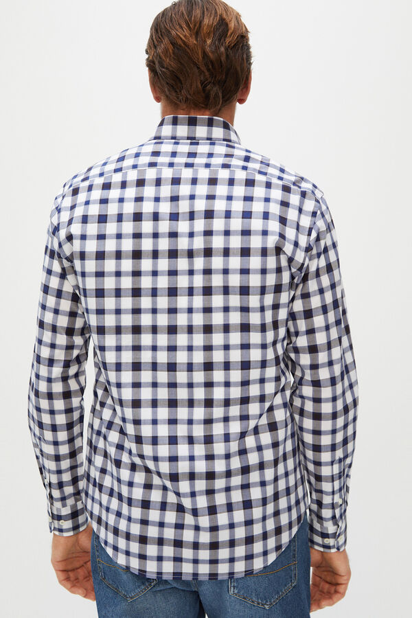 Cortefiel Camisa de xadrez de algodão orgânico extra suave Azul