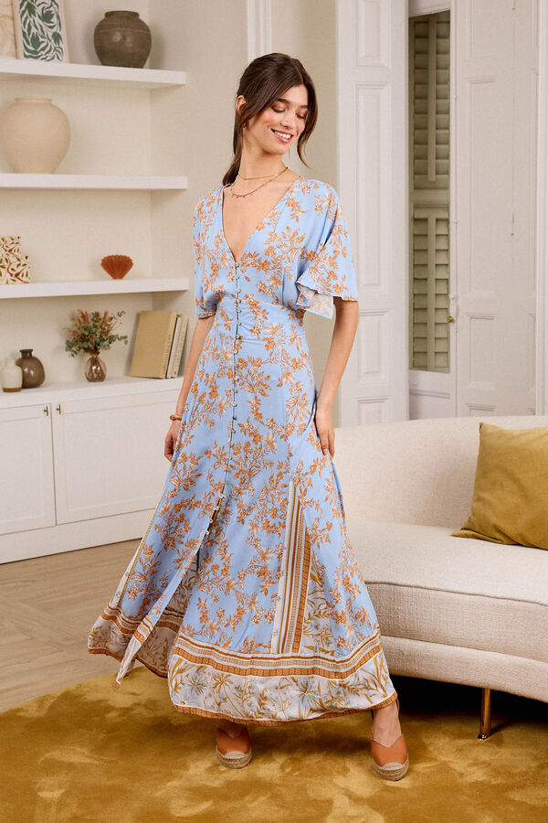 Pol&iacute;n Et Moi Vestido floral Mogori Azul