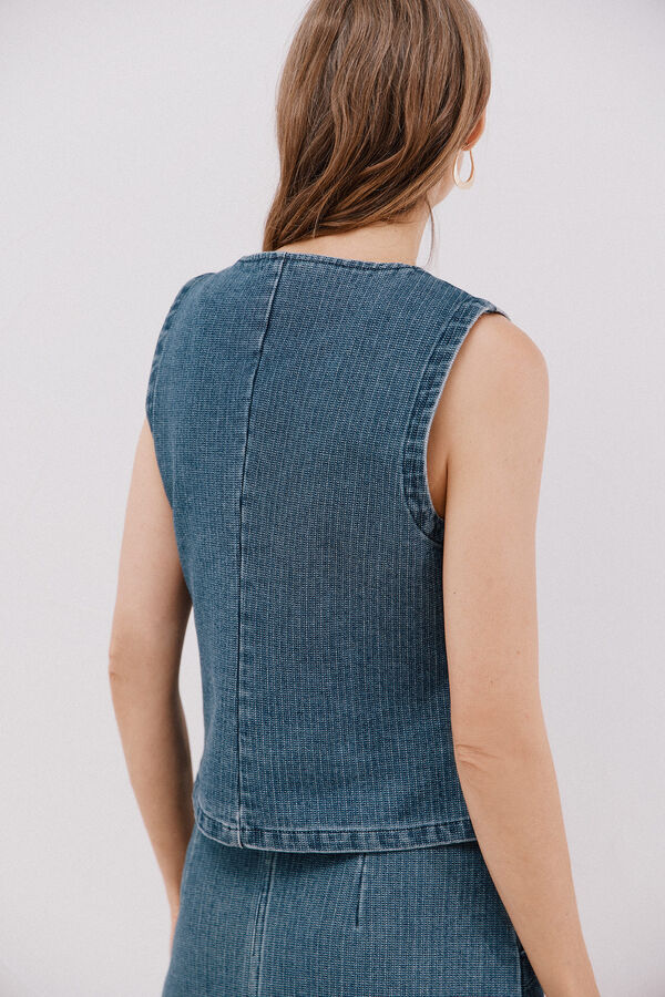 Cortefiel denim Colete Azul