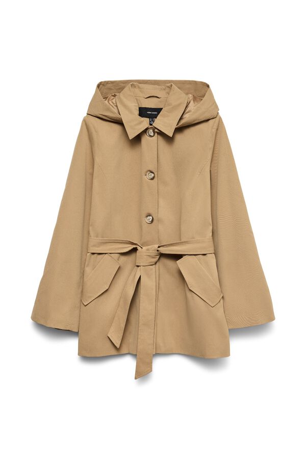 Vero Moda Gabardina midi Marr&oacute;n