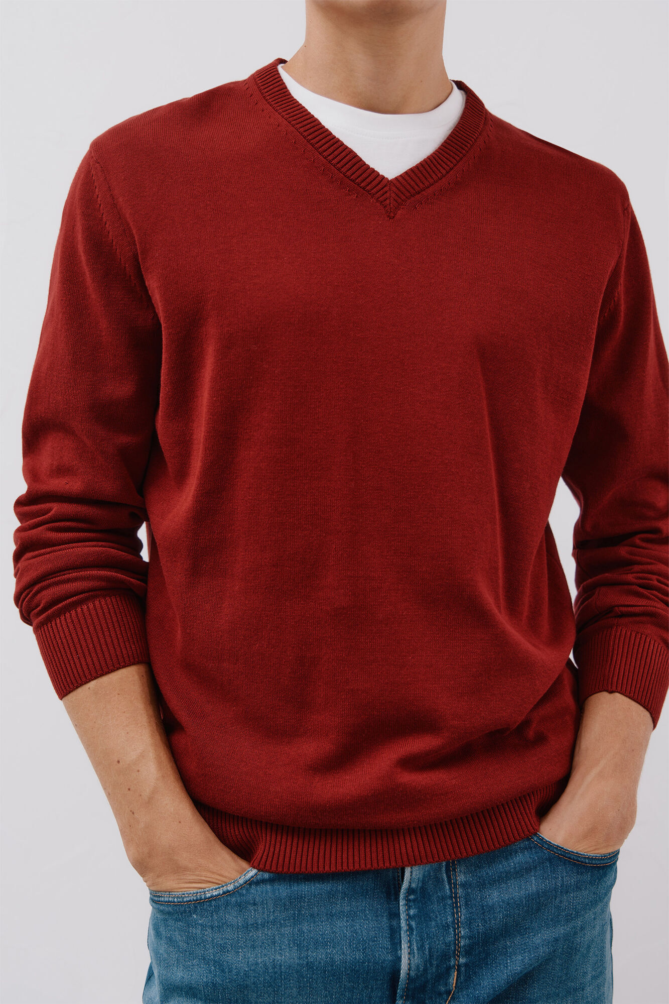 Cortefiel Jersey punto fino algod&oacute;n cuello pico