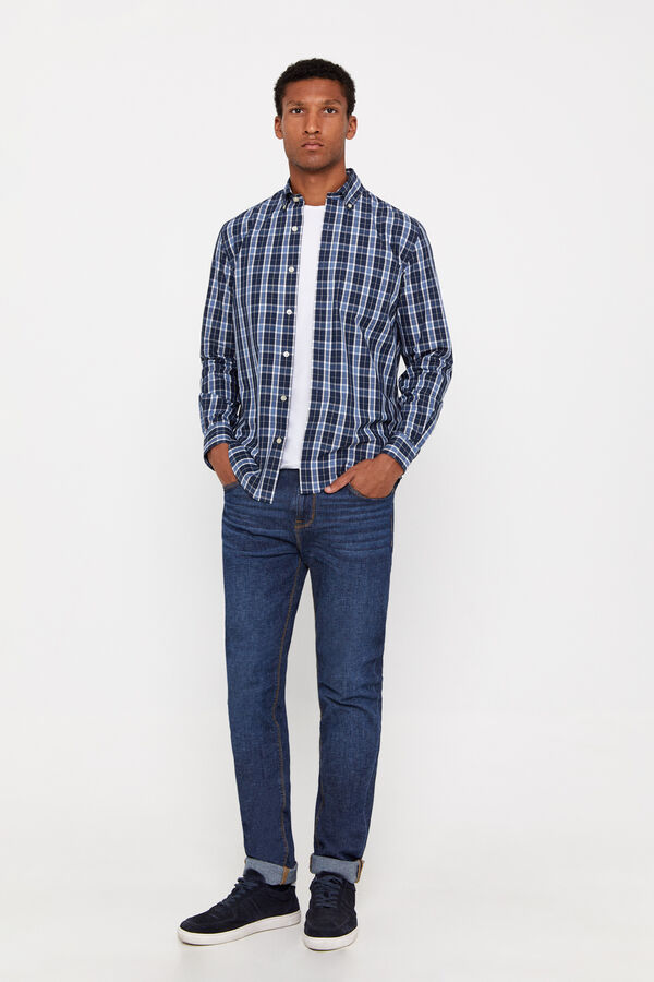 Cortefiel Camisa cuadros coolmax Azul marino