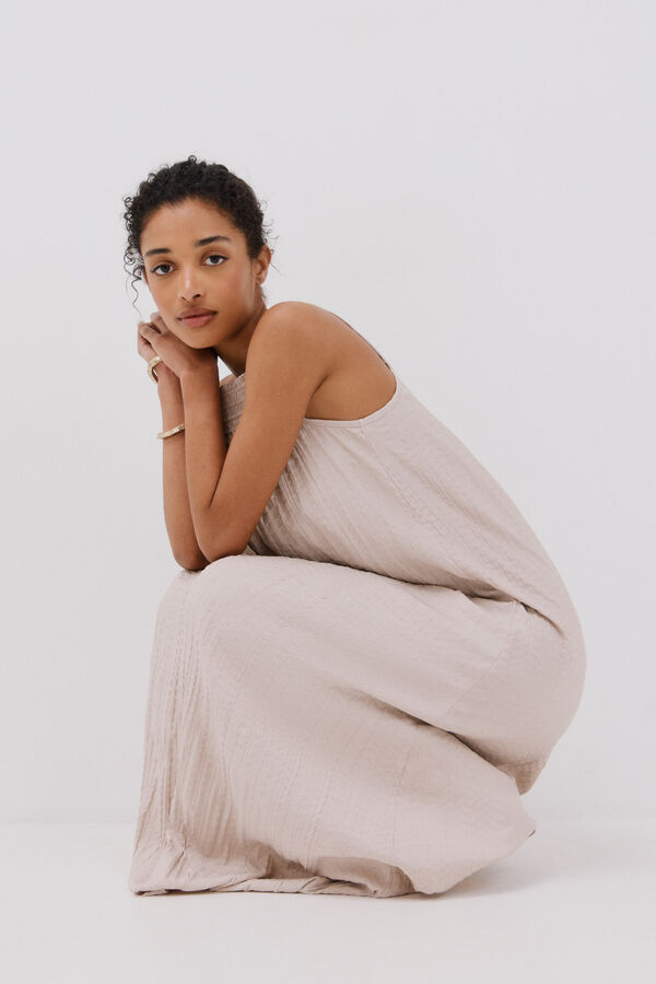 Cortefiel Vestido halter satinado Blanco