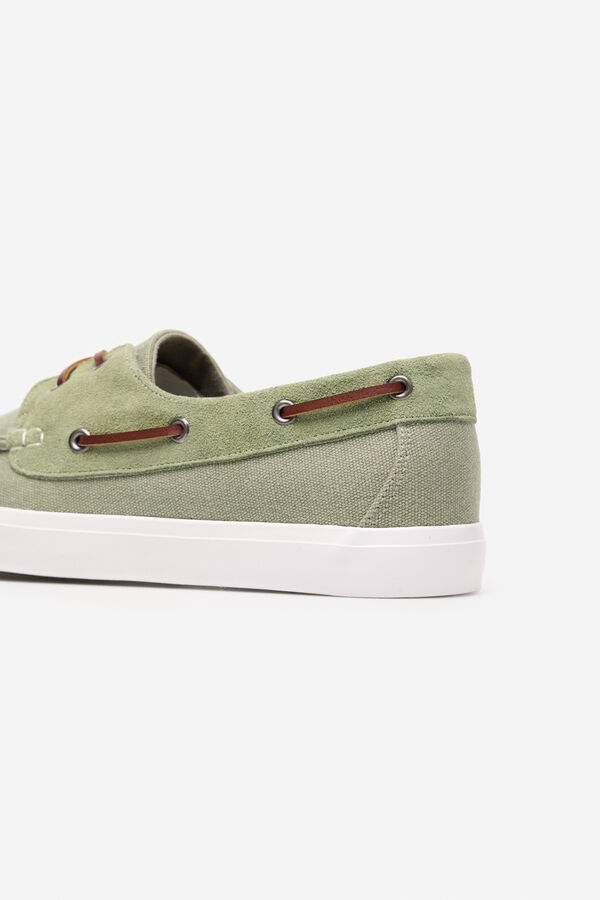 Cortefiel Zapatilla nautica textil y piel Kaki