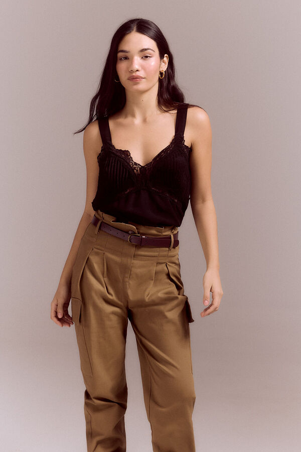 Slowlove Top lencero tirantes Negro