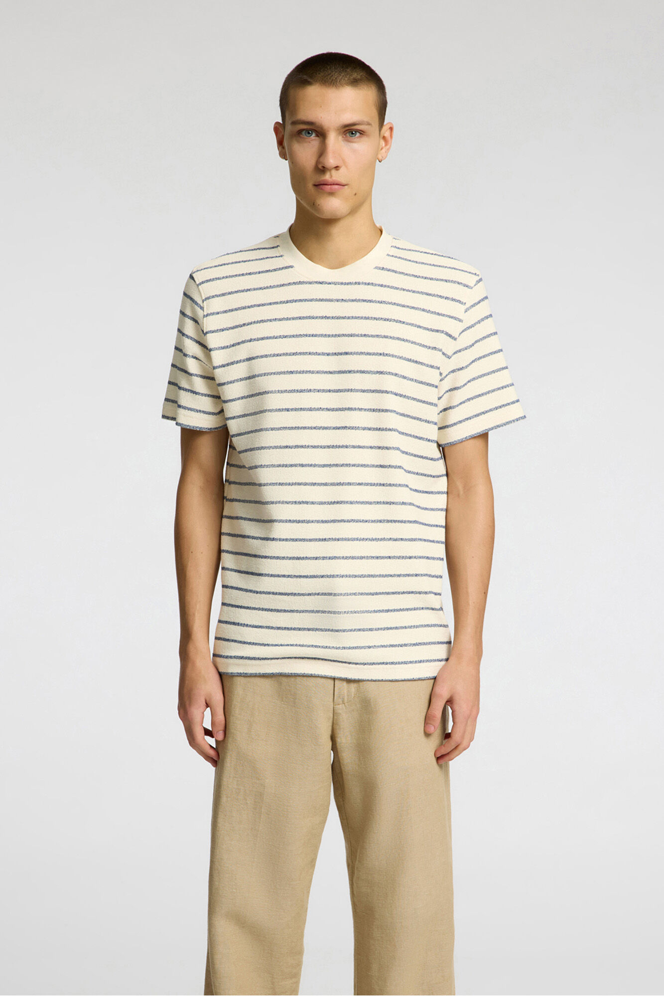 Selected Camiseta estilo camisola riscas de manga curta