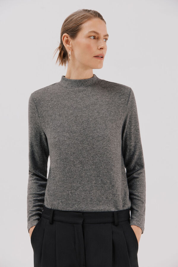 Cortefiel Camiseta b&aacute;sica cuello perkins Gris