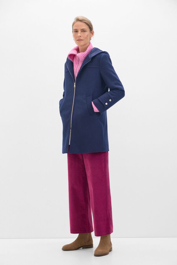 Cortefiel Abrigo trenca con capucha Azul marino