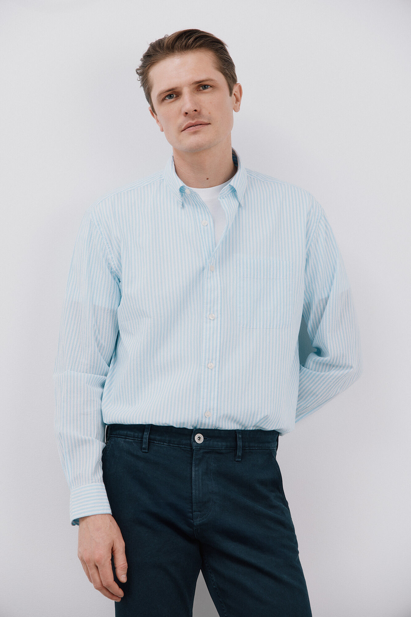 Cortefiel Camisa seersucker riscas