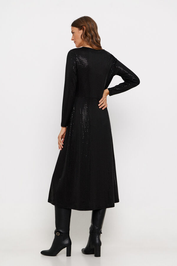 Cortefiel Vestido punto lentejuelas Negro