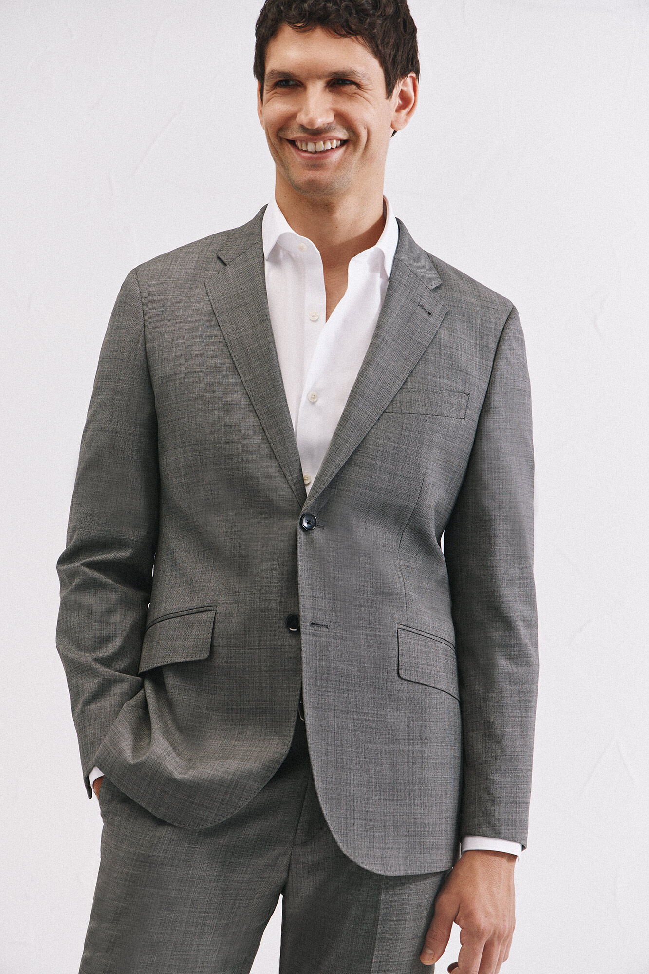 Cortefiel Blazer cinza estruturado slim fit