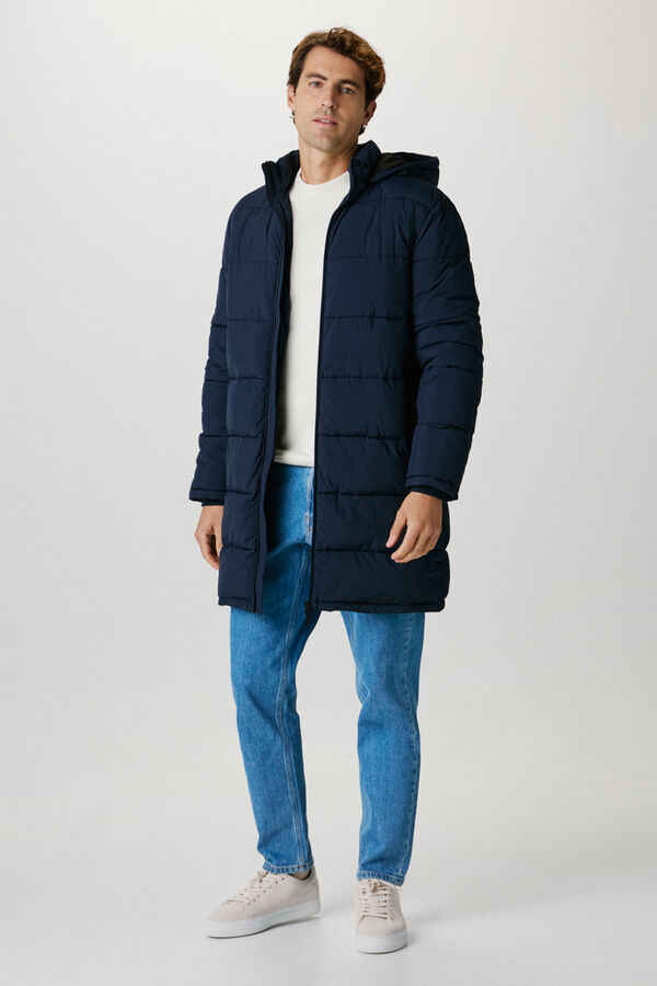 Selected Casaco de penas acima do joelho repelente à água elaborado em 100% com Nylon reciclado Cinzento