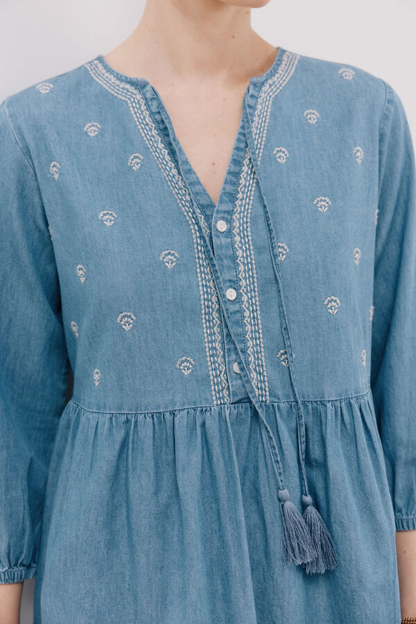 Cortefiel Vestido corto vaquero Azul