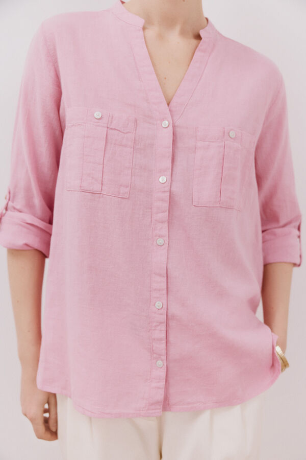 Cortefiel Camisa de linho Roxo